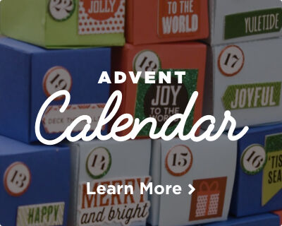 Ten colorful advent calendar boxes, symbolizing the countdown to Christmas with surprises inside. Image links to DIY Advent Calendar page. 